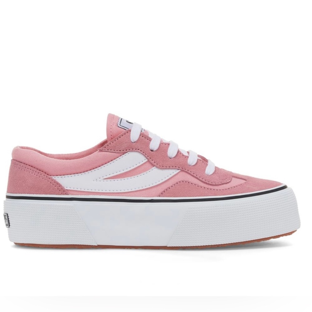 Superga Women's Pink and White Sneakers Size 39 platform
